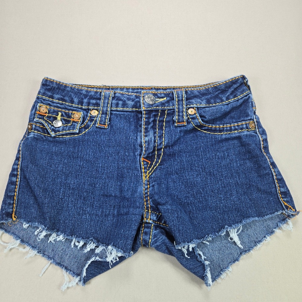True Religion Dark Blue Denim Cutoff Jean Shorts